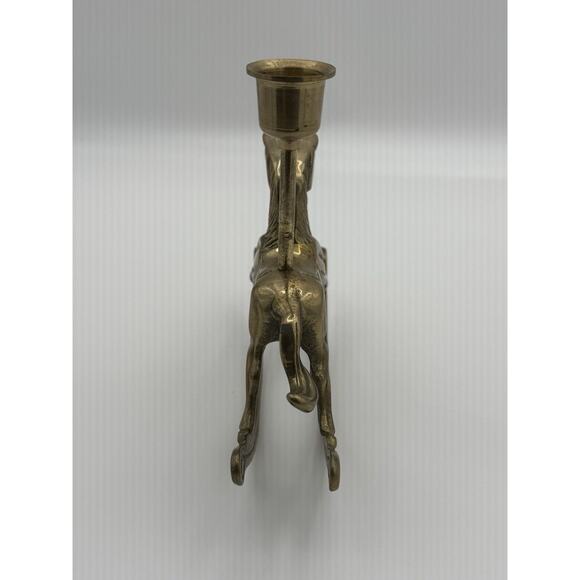 Vintage Brass Rocking Horse Candle Holder 6.7" x 1.6" and 6.7" tall - Picture 5 of 11